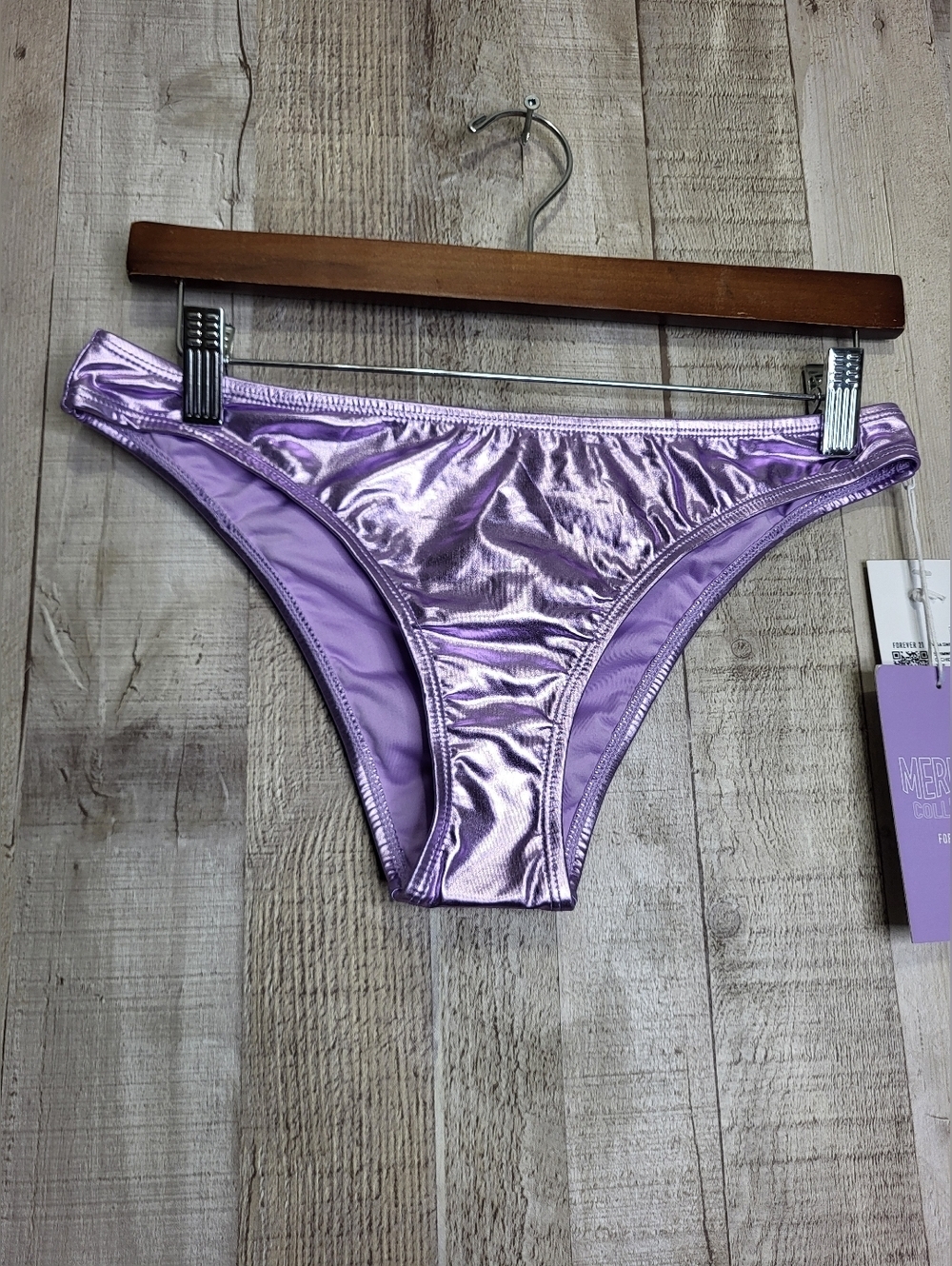 Forever 21 Mermaid Collection Metallic Lilac Bikini Bottom. Size Medium